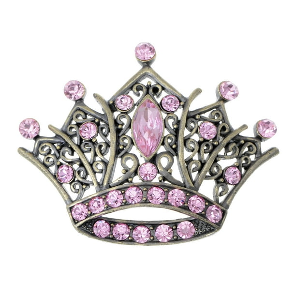 Queen Crown Brooch Pins Shiny Crystal Crown Brooch Pin Rhinestone Queen Letter Brooches Pin Fashion Elegant Crown Shape Princess Brooches Dress Sweater Coat Lapel Pin Accessories